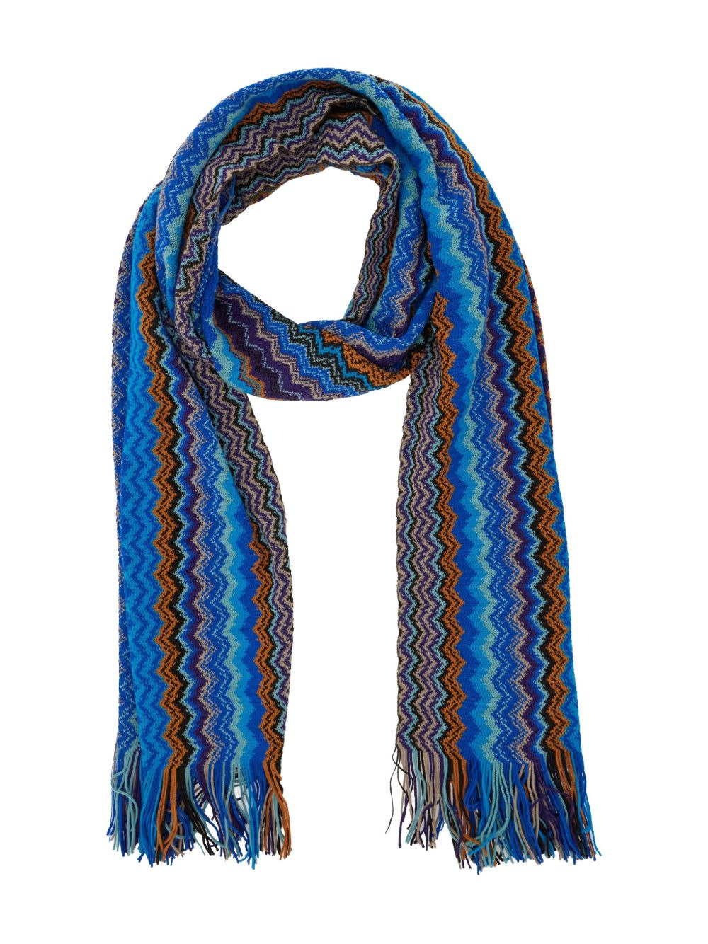 zigzag-pattern fringed scarf - 3