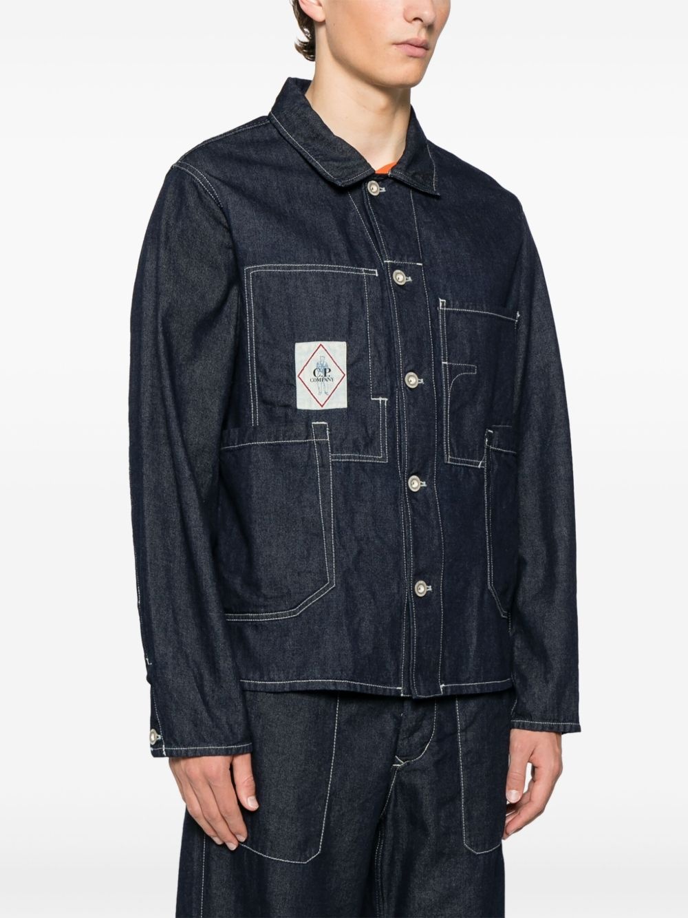 logo-patch denim jacket - 3