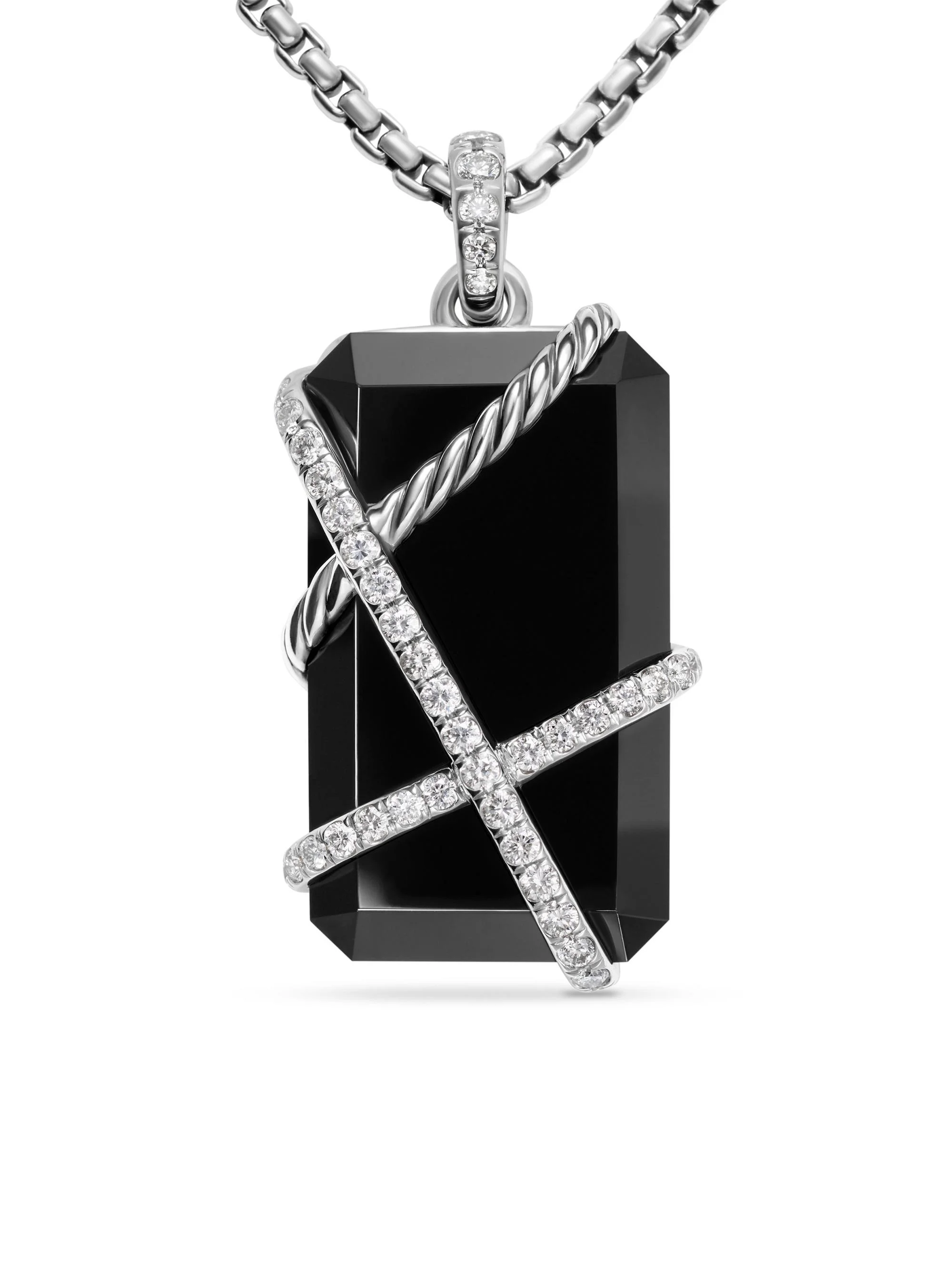 Women's Cable Wrap Amulet in Sterling Silver - Black Onyx - 1