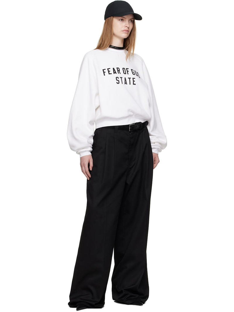 ESSENTIALS White Fleece Raglan Crewneck Sweatshirt outlook