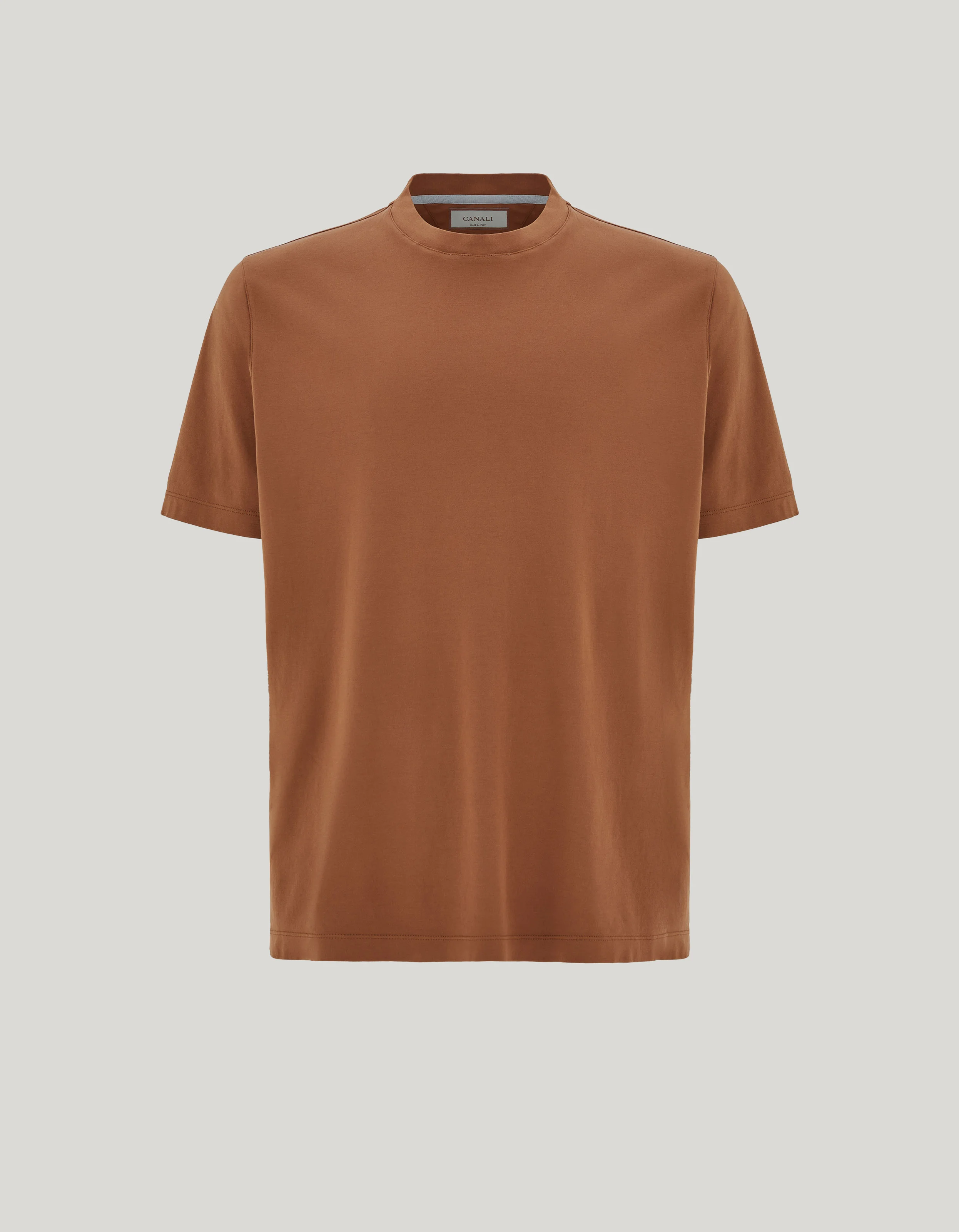 LIGHT BROWN INTERLOCK JERSEY COTTON T-SHIRT - 1