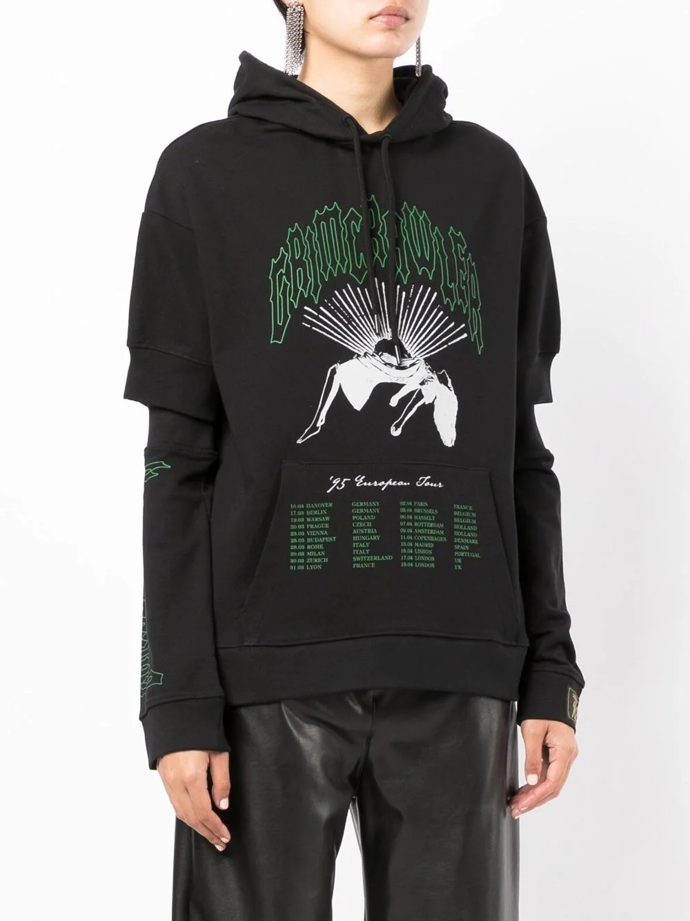 graphic-print detachable-sleeve hoodie - 4