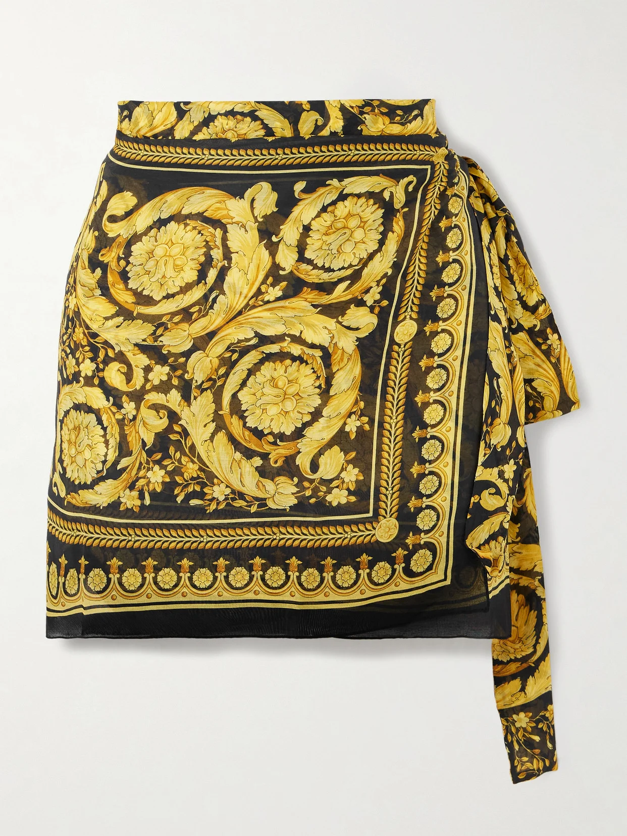 Printed Cotton And Silk-blend Voile Pareo - 1