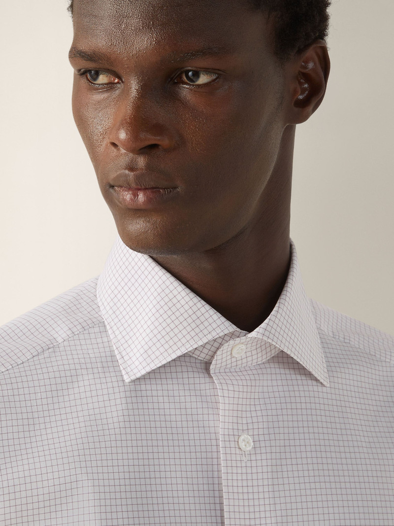 ZEGNA DARK PINK AND WHITE CHECKED CENTOVENTIMILA COTTON SHIRT outlook