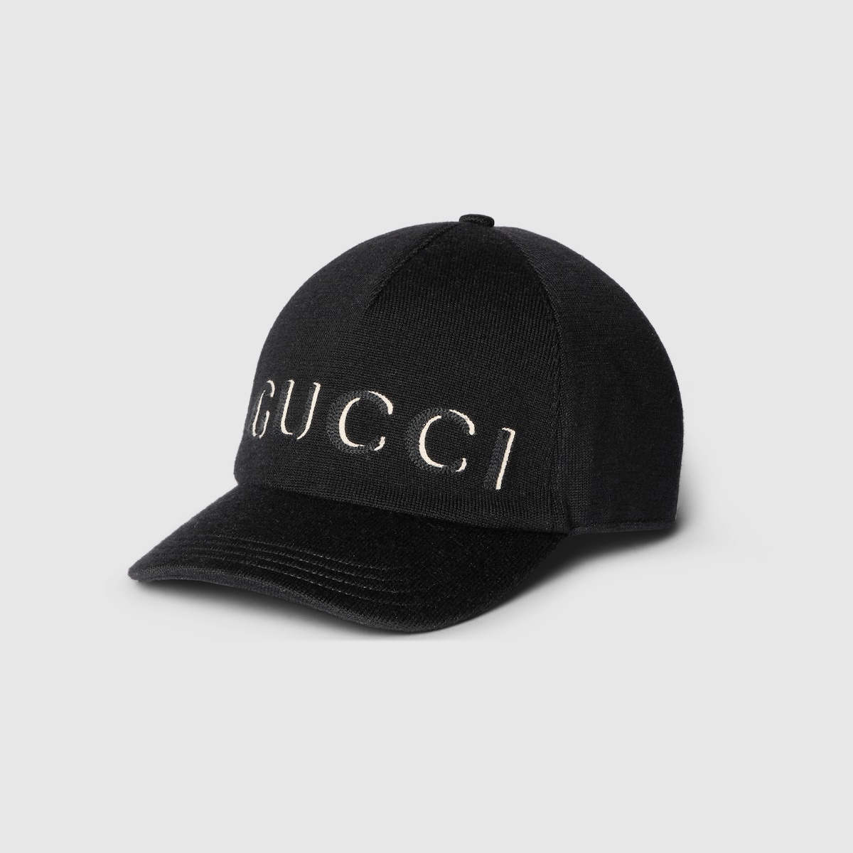 Embroidered wool baseball hat - 1