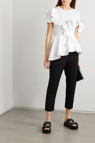 Alexander McQueen Ruffled cotton-jersey and poplin T-shirt outlook