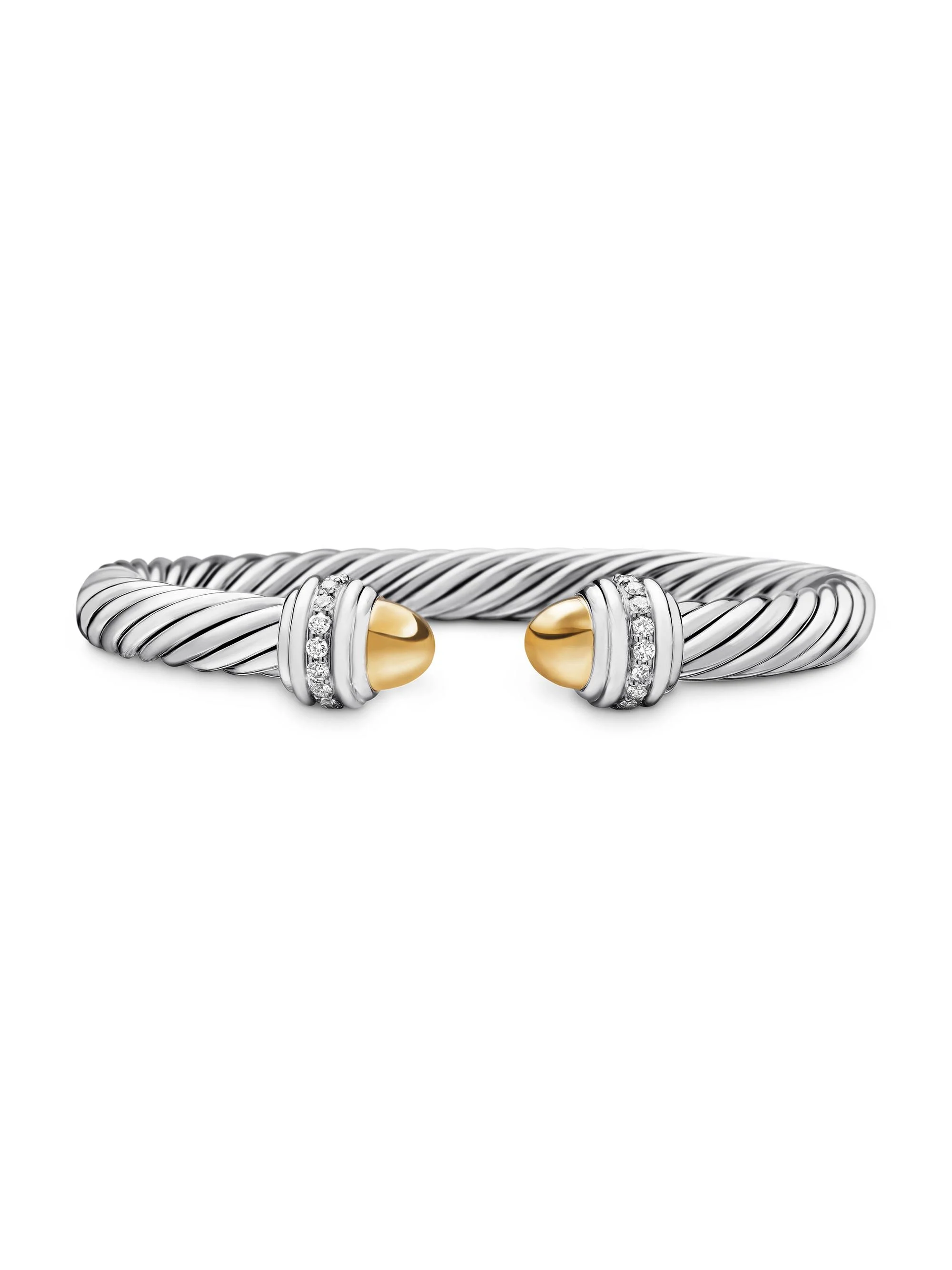Women's Classic Cable Bracelet in Sterling Silver - Gold Dome - 1