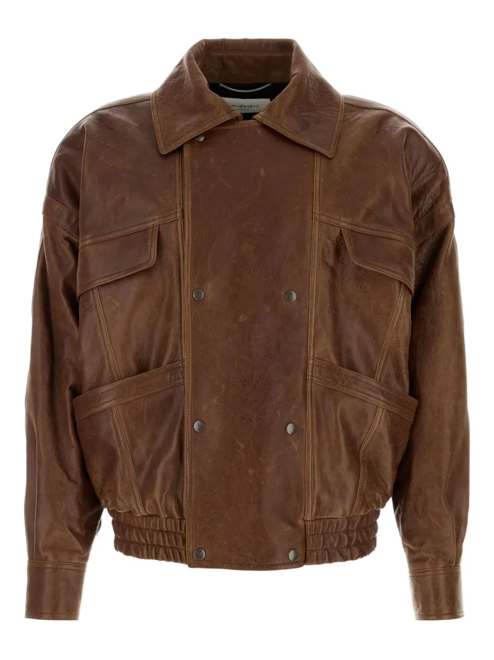 double-breasted pocket-leather jacket - 1