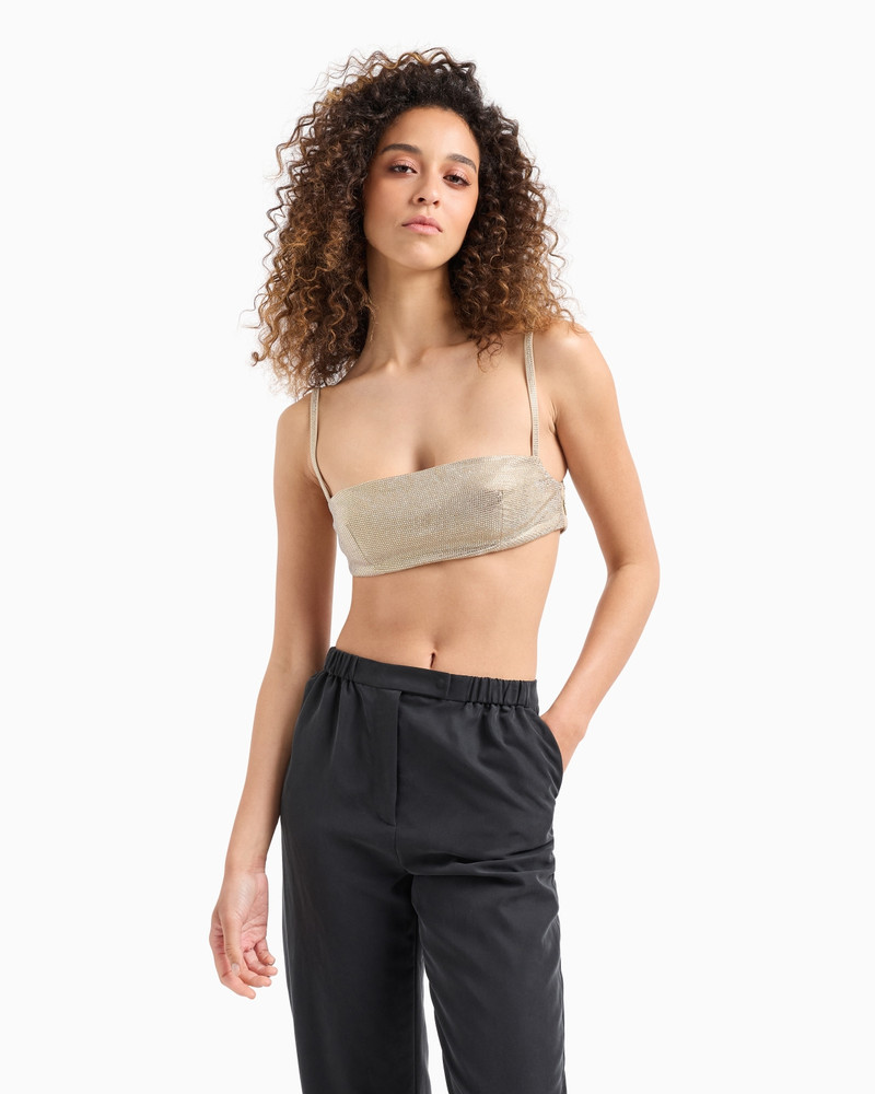 EMPORIO ARMANI Rhinestone-covered bandeau top with shoulder straps outlook
