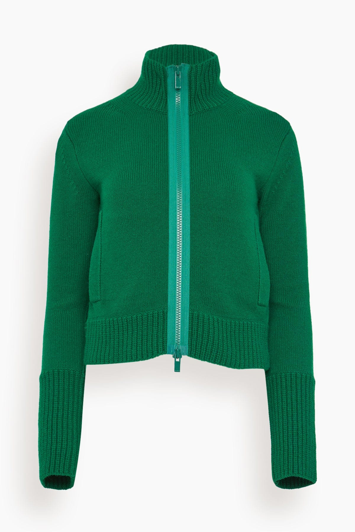 Wool Knit Blouson in Green - 1