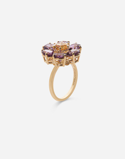 Dolce & Gabbana Spring ring in yellow 18kt gold with amethyst floral motif outlook