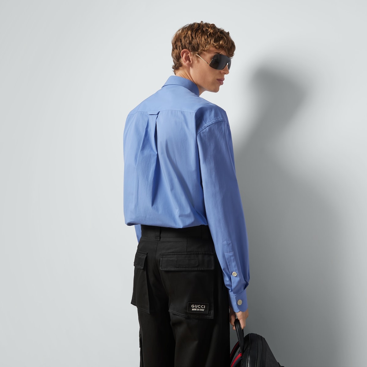 Cotton shirt with Gucci embroidery - 6