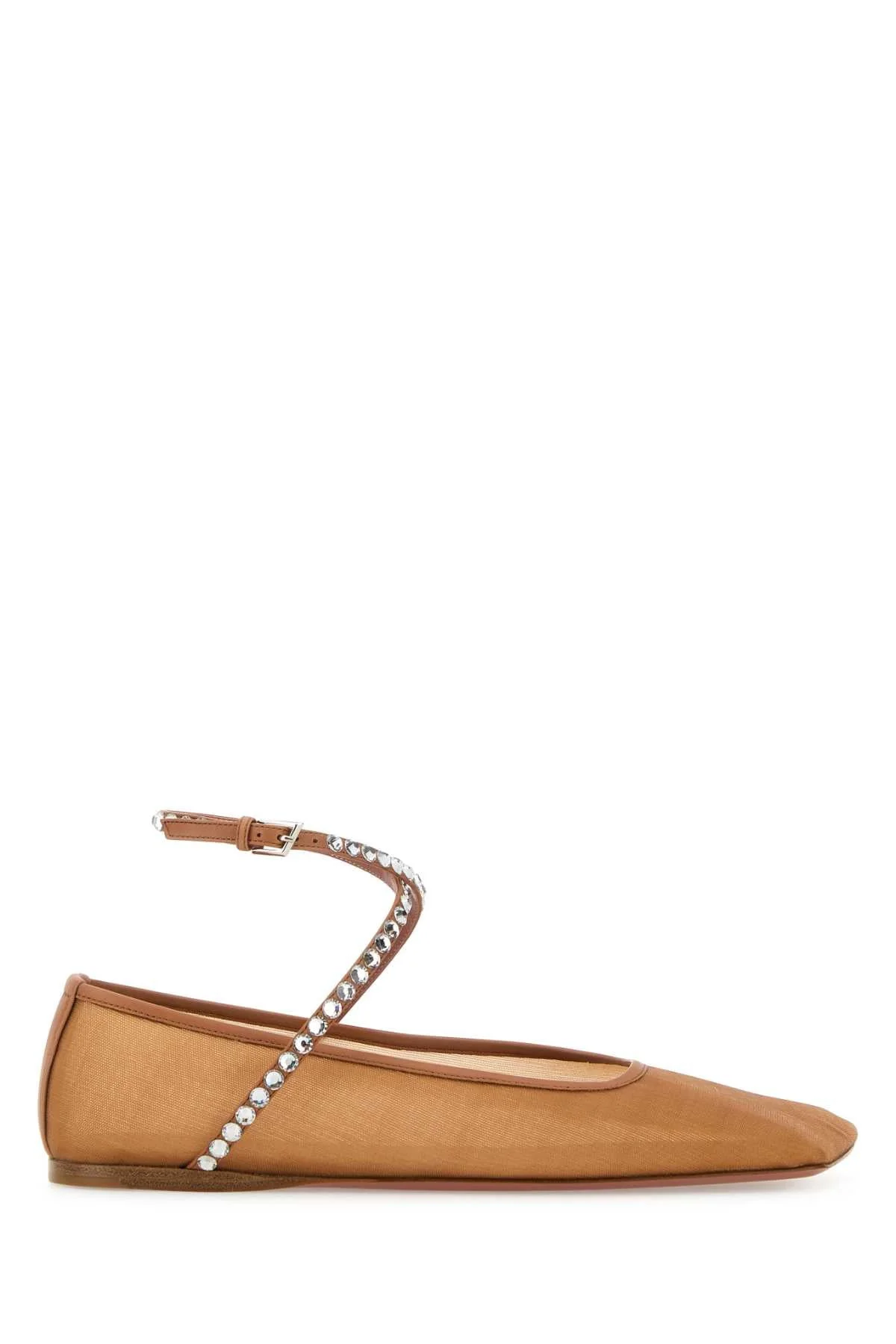 Amina Muaddi Women Orange Mesh Ane Ballerinas - 1