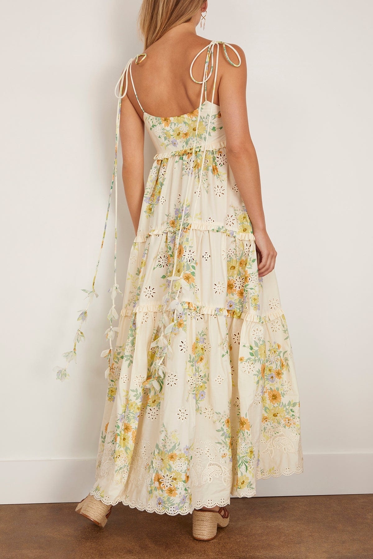 Juliette Tiered Midi Dress in Cream - 4