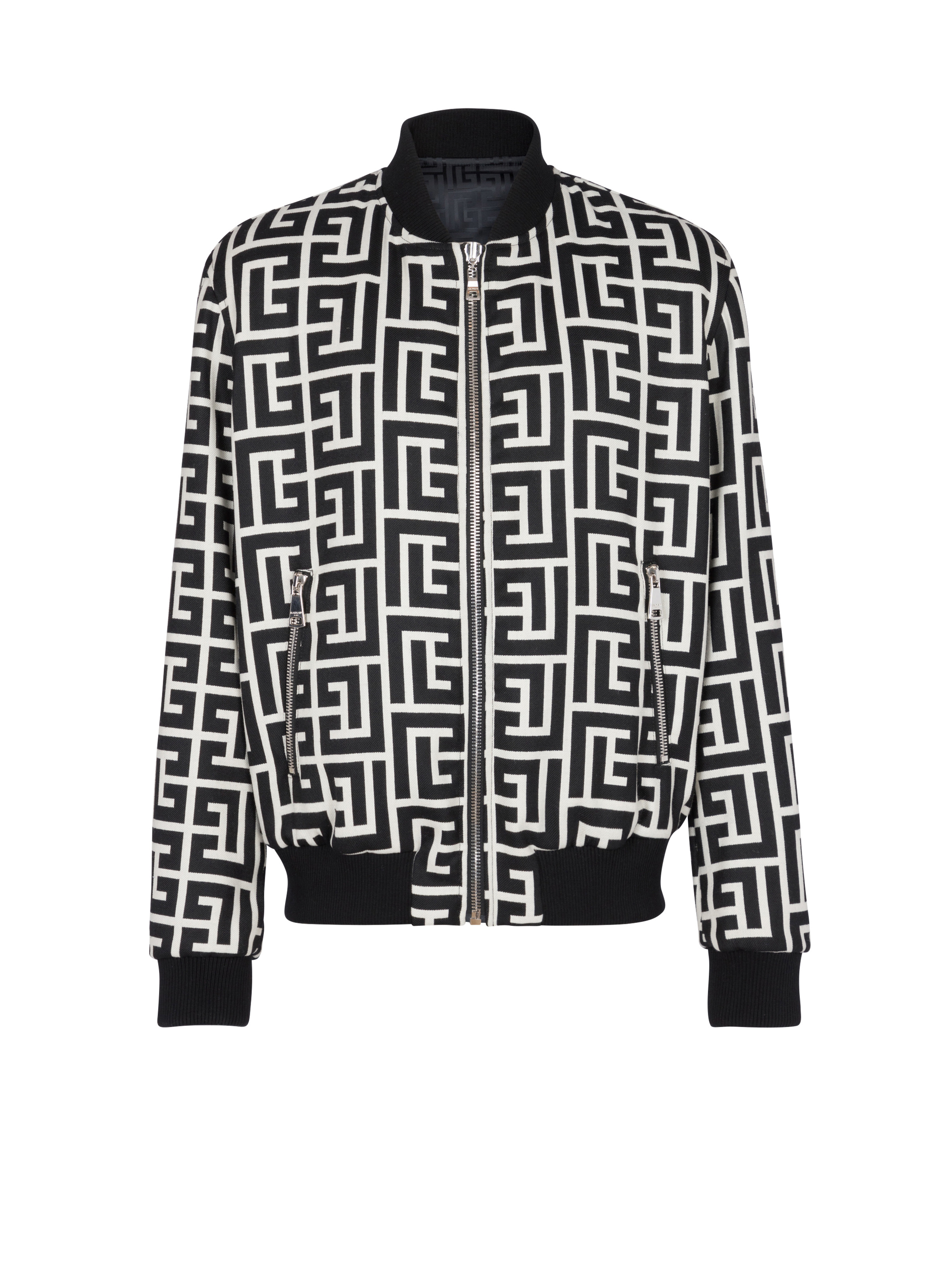 Reversible wool bomber jacket with monogram - 1
