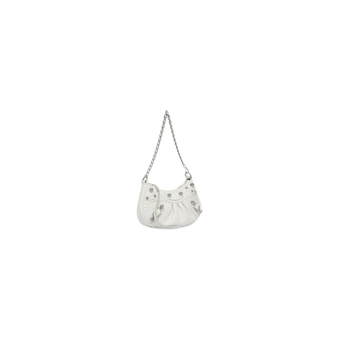 White Le Cagole mini crocodile-effect leather bag