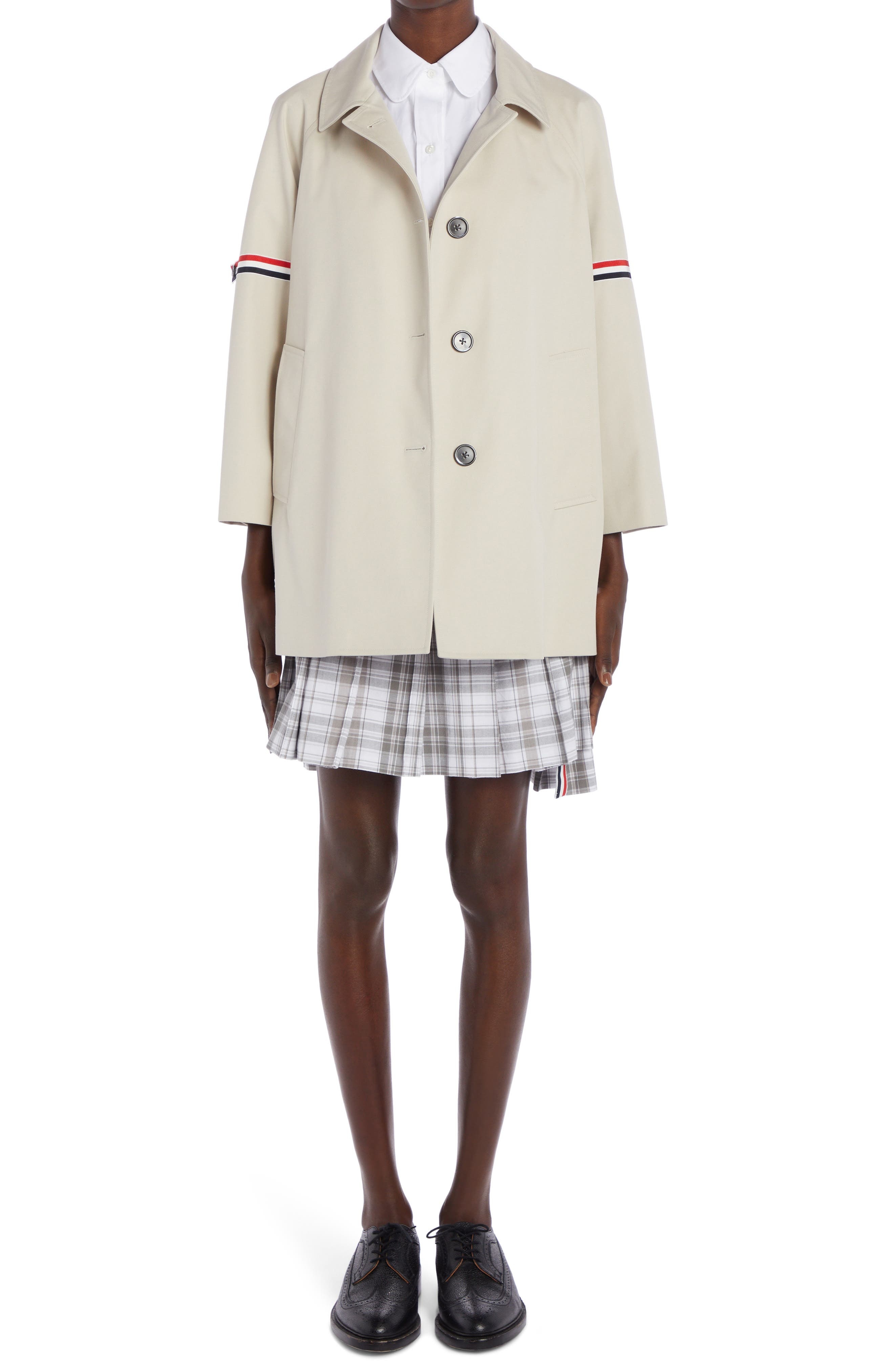 Thom Browne Armband Waterproof Twill Crop Car Coat in Khaki at Nordstrom - 7