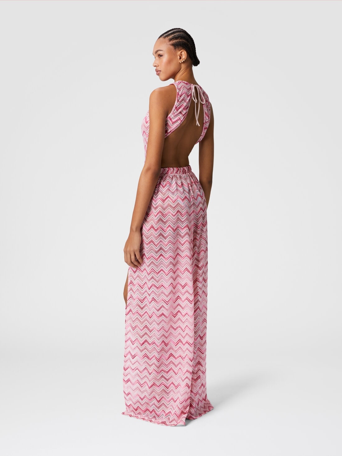 Viscose-blend tulle jumpsuit with slub zigzag - 3