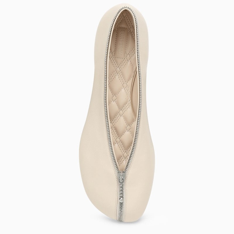 Burberry Sadler Ballerina With Light Beige Leather Zip Women - 3