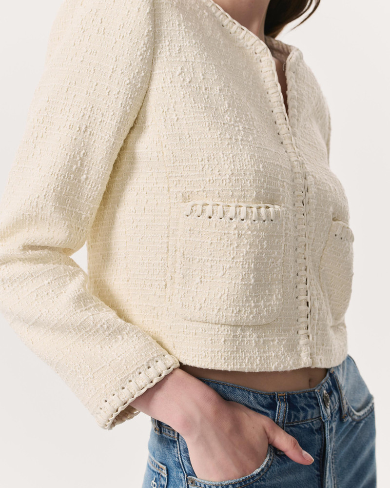 Cheyenne Whipstitch-Trimmed Tweed Lady Jacket 6