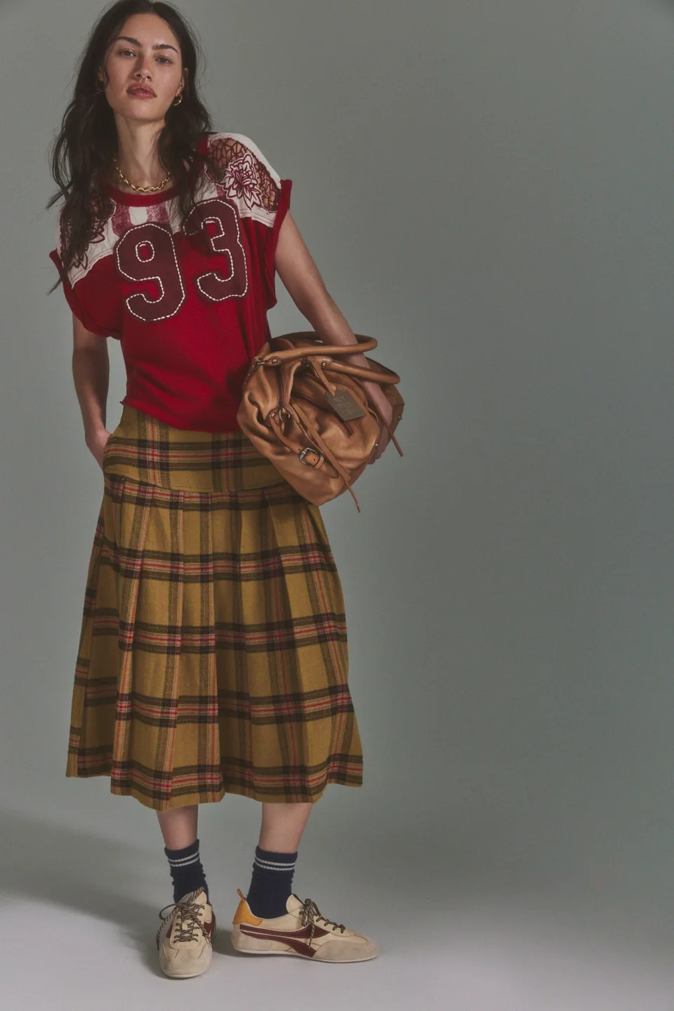 We The Free Skipper Pleated Plaid Midi Skirt - 1