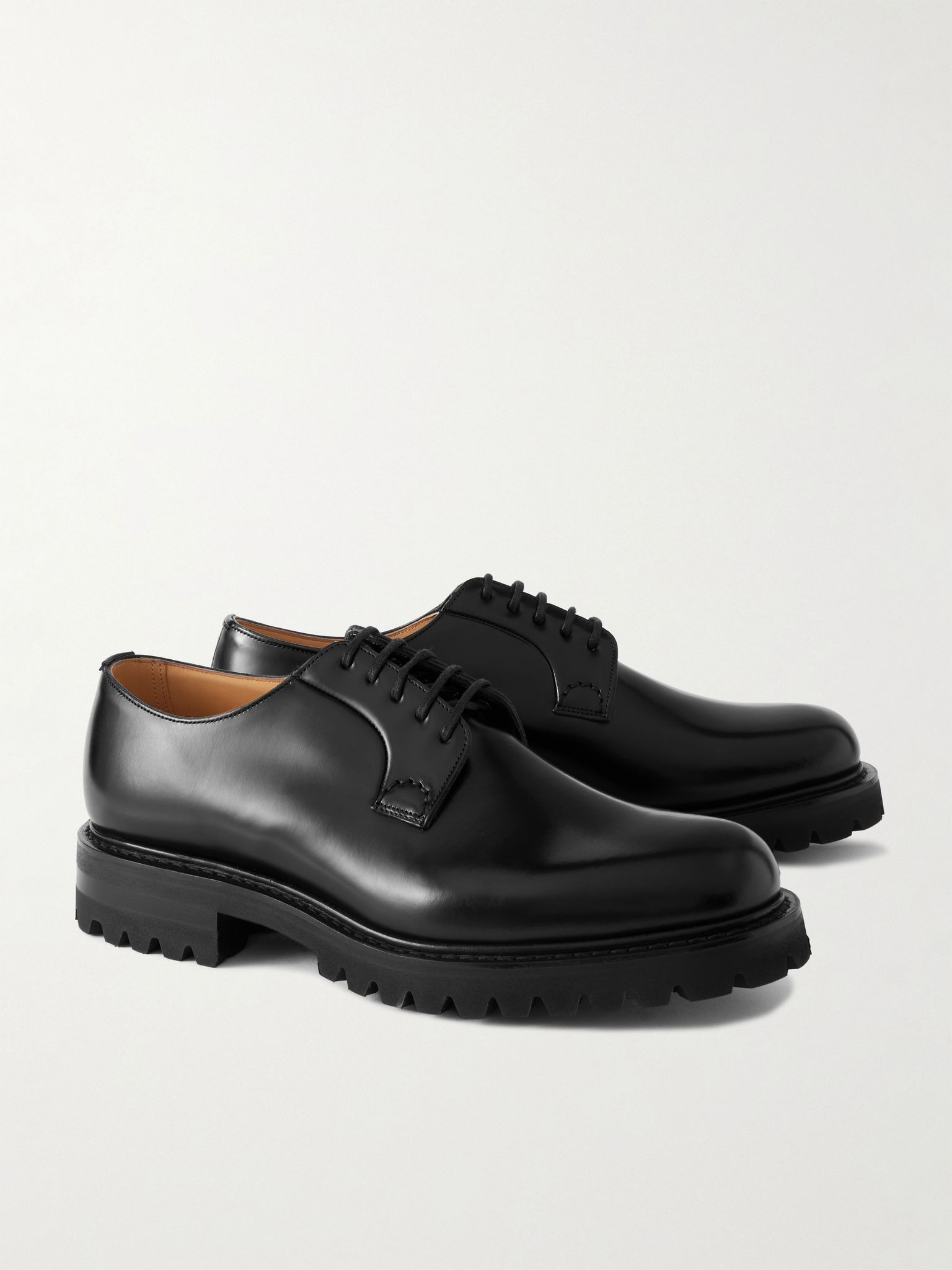 Shannon Glossed-Leather Derby Shoes Black - 4