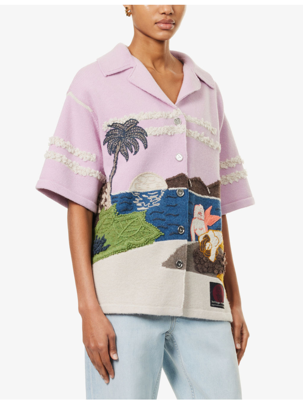 Graphic-intarsia camp-collar wool shirt - 3