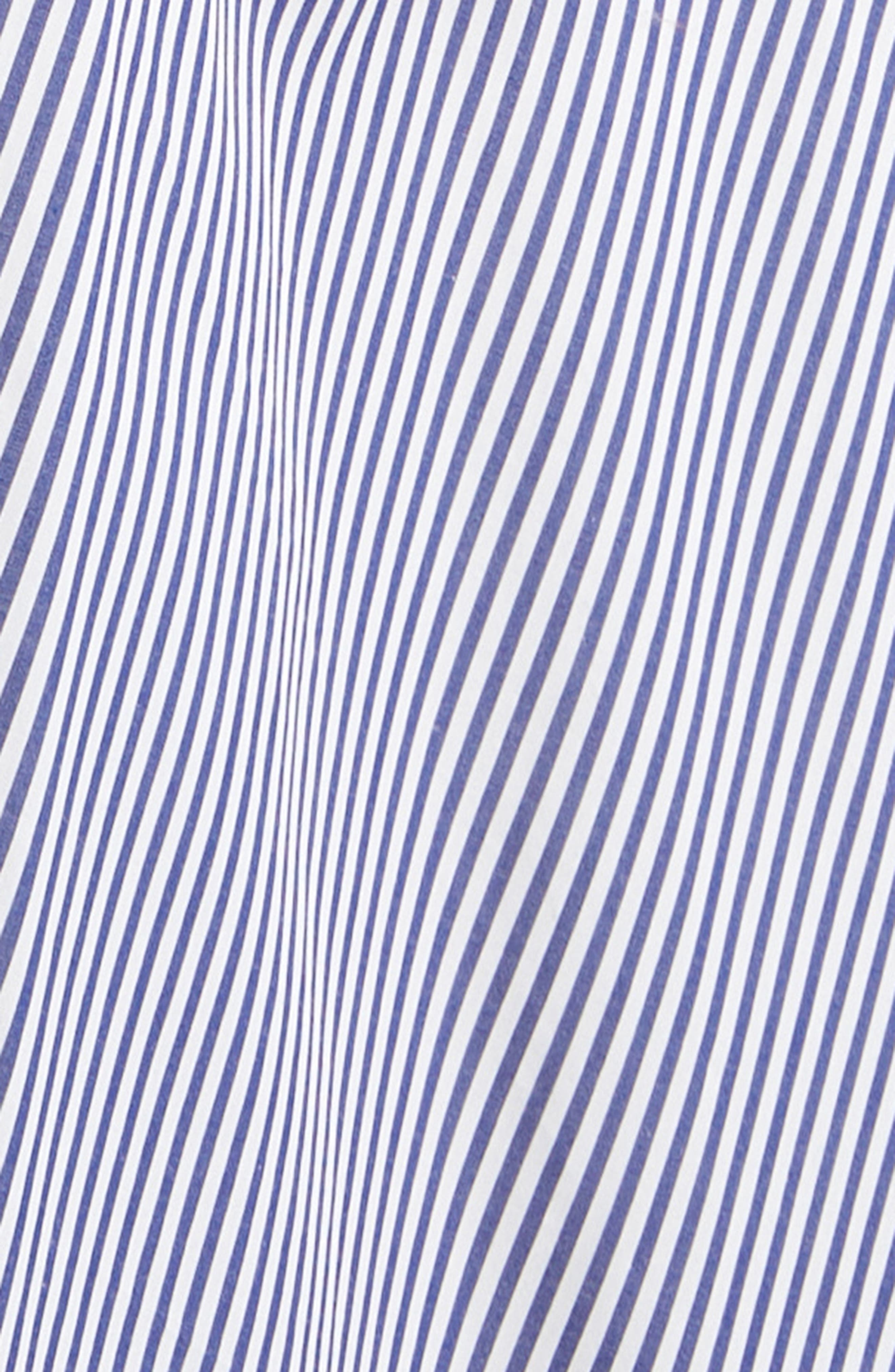Carolina Herrera Stripe Tiered Ruffle Sleeve Belted Poplin Shirtdress in White/Blue at Nordstrom - 6