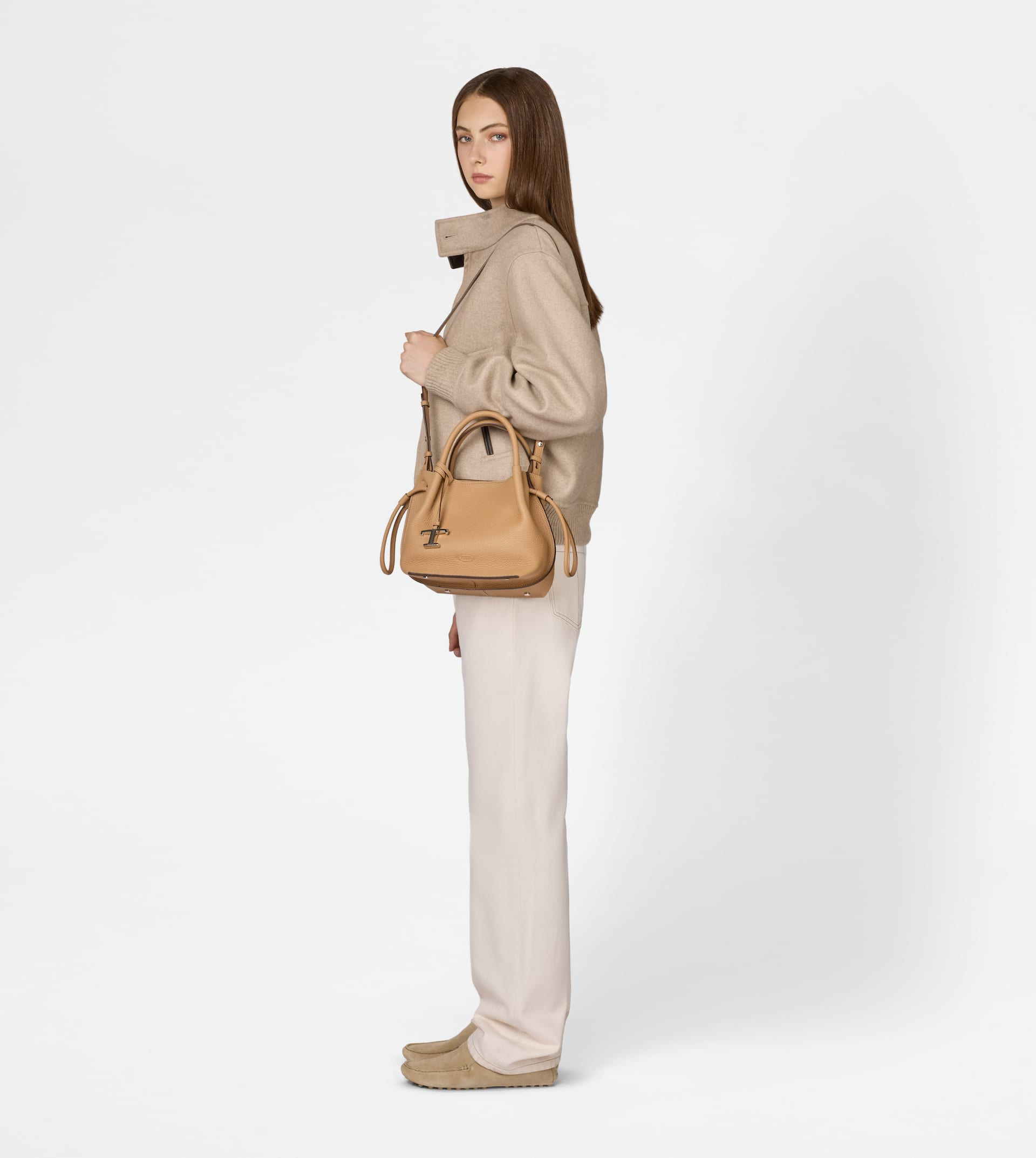 BUCKET BAG IN LEATHER SMALL - BEIGE - 8