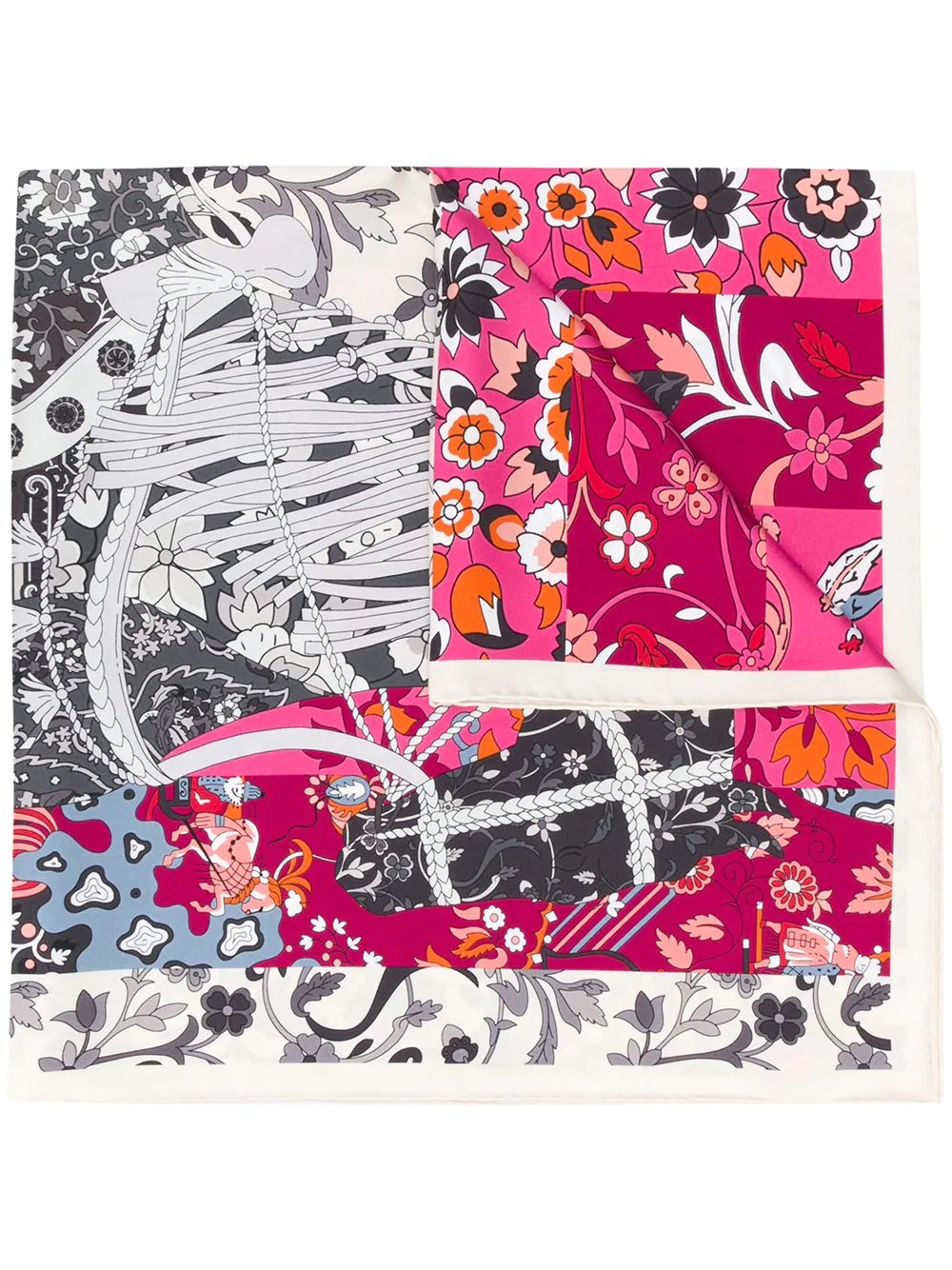 floral-print silk scarf - 1