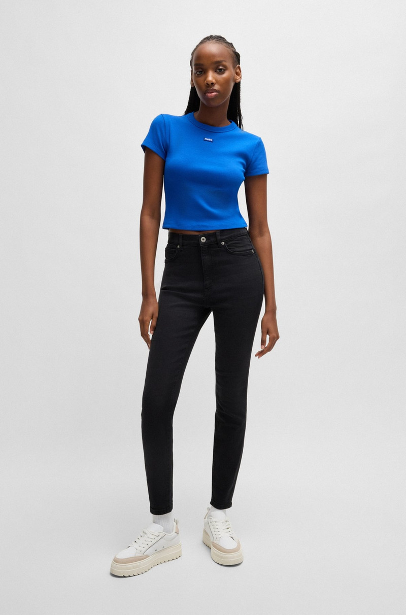 HUGO SKINNY-FIT JEANS IN BLACK STRETCH DENIM outlook