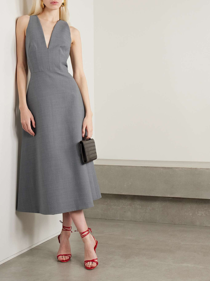EMILIA WICKSTEAD Adonica cutout woven midi dress Gray outlook