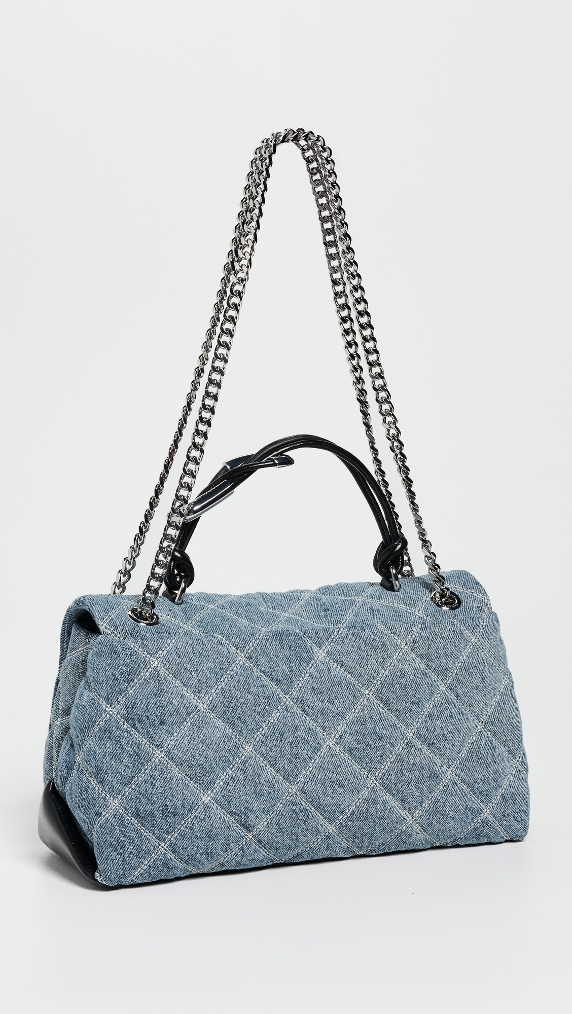 The Quilted Denim Dual Chain Shoulder Bag - 3