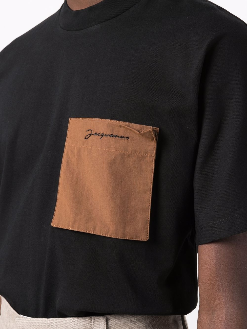 contrasting-panel detail T-shirt - 5