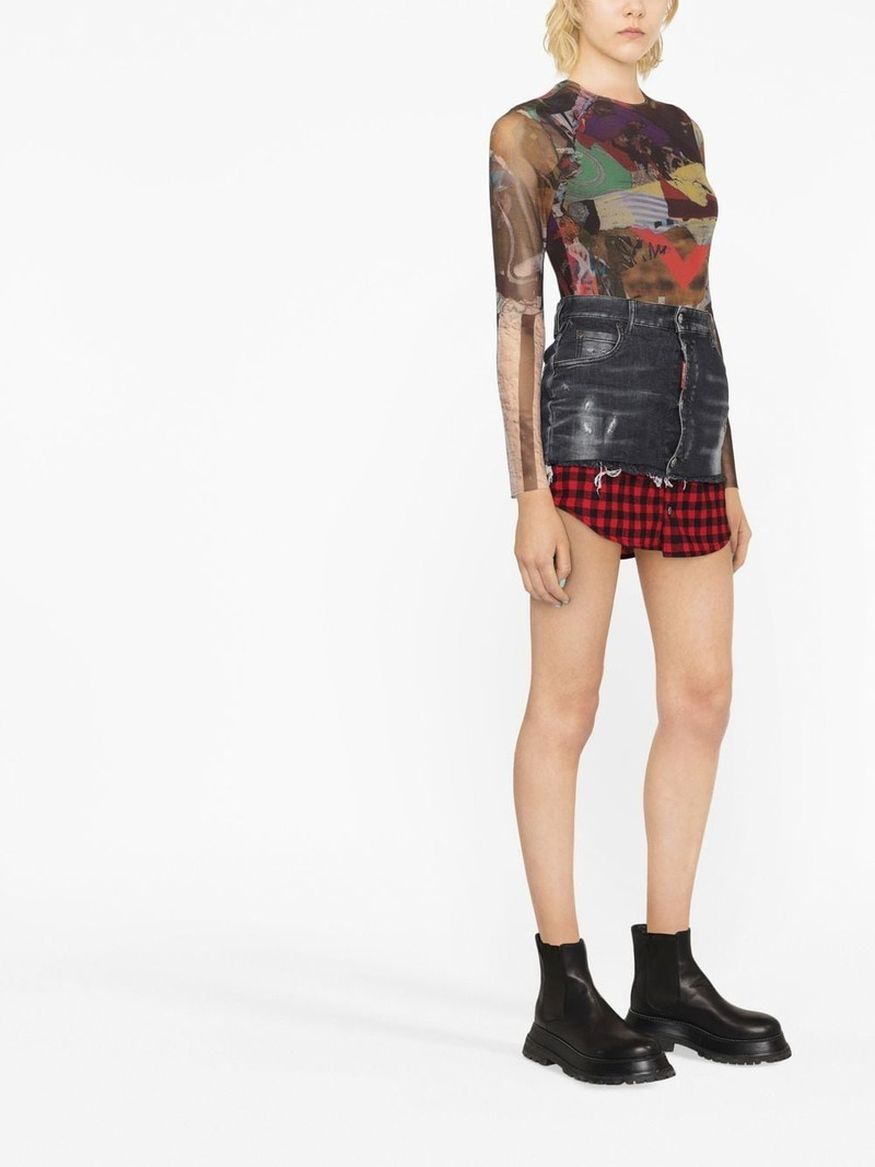 layered denim miniskirt 4