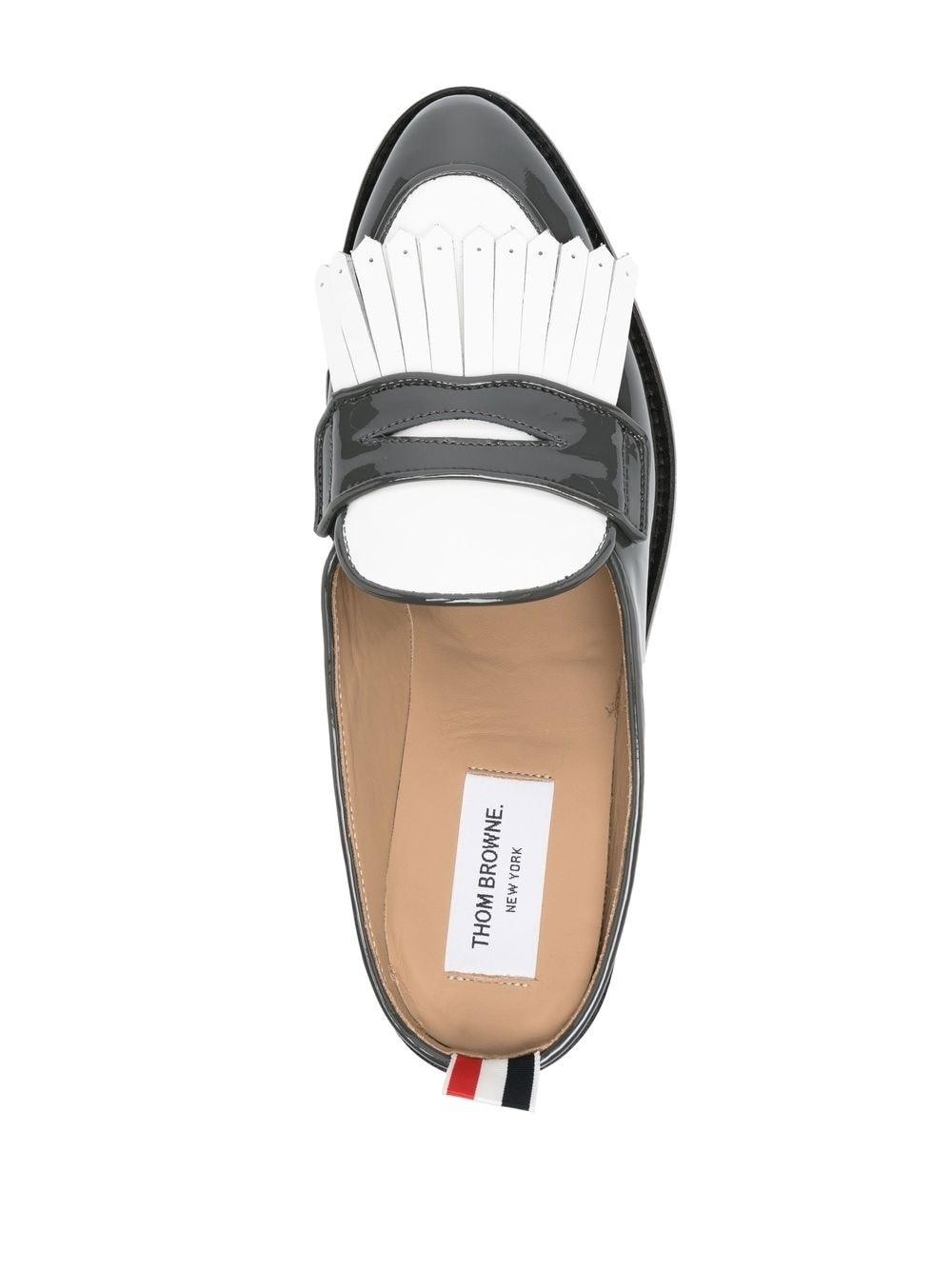 fringe-detail patent-leather mule loafers - 4