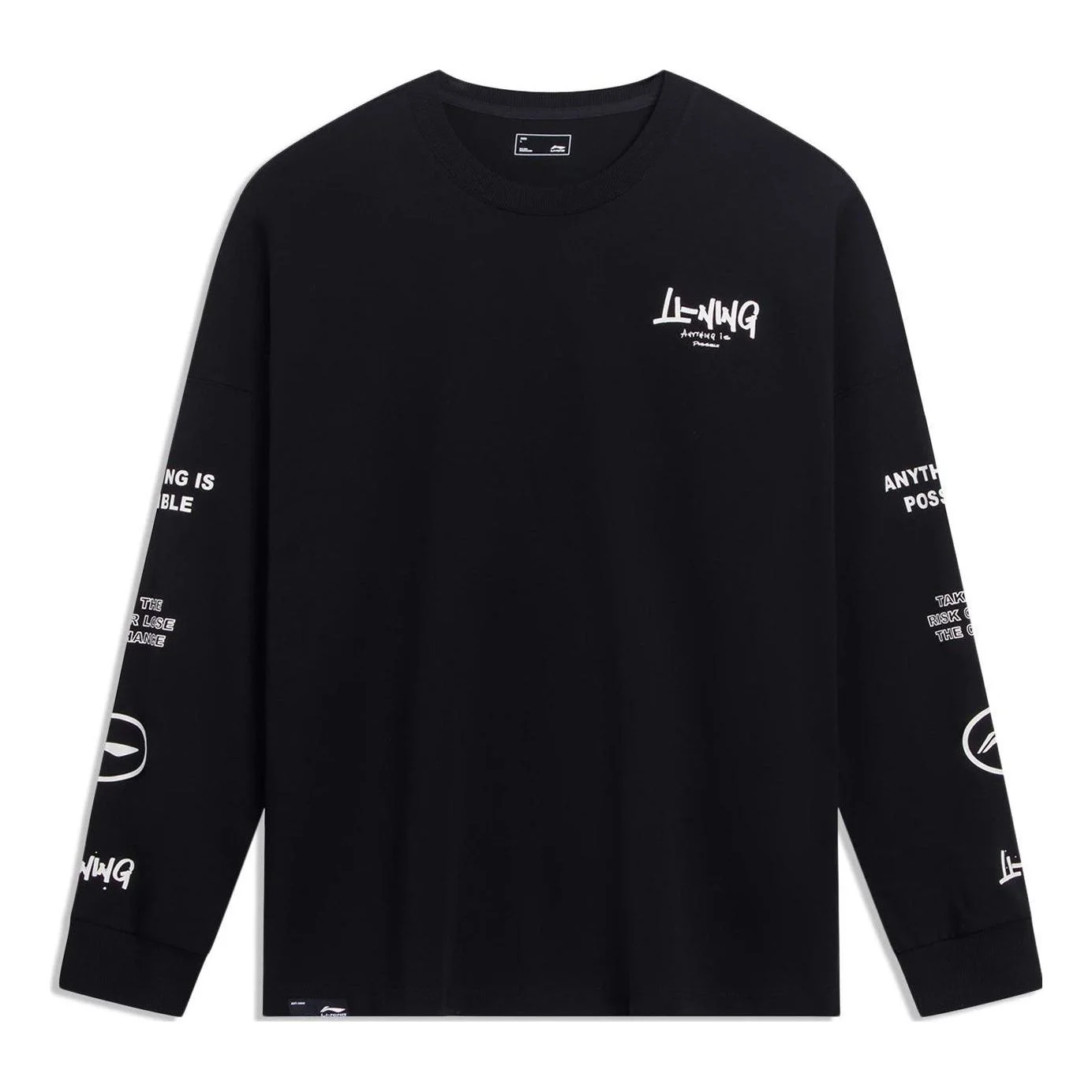 Li-Ning 아무것도 가능 그래픽 긴 소매 티셔츠 '블랙' AHST557-2 - 1