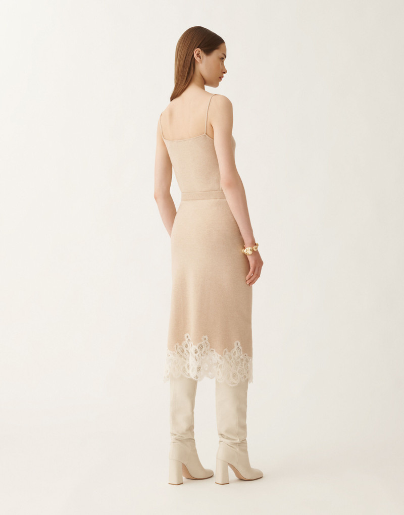Platinum skirt with macramé lace 4