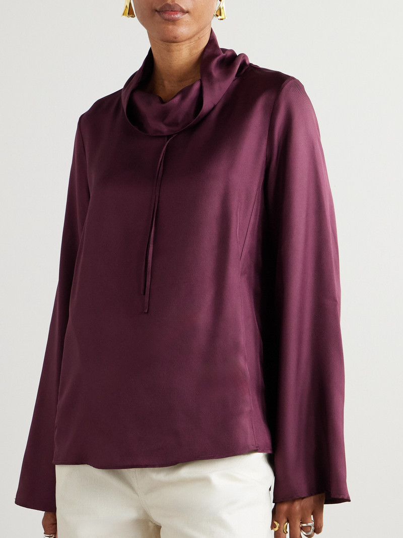 Cyna Silk-twill Turtleneck Blouse 4