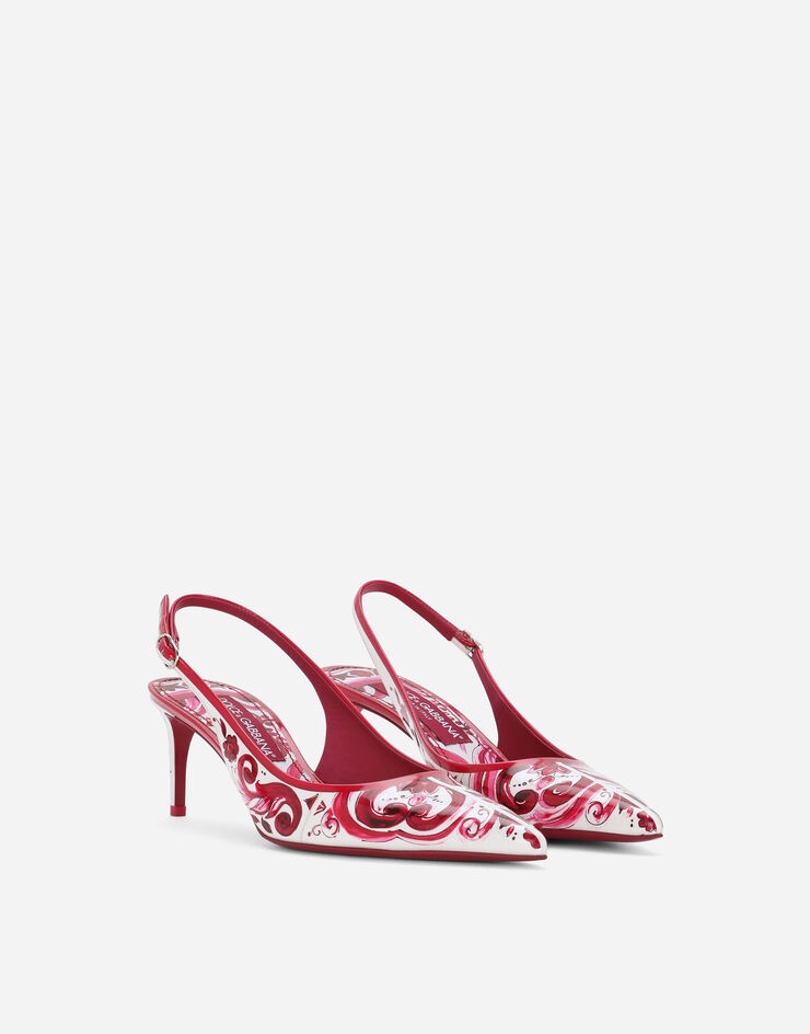 Printed polished calfskin slingbacks - 2