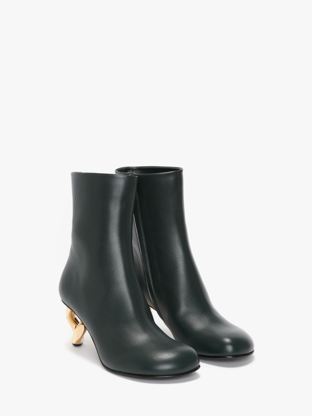 LEATHER CHAIN ANKLE BOOTS - 2