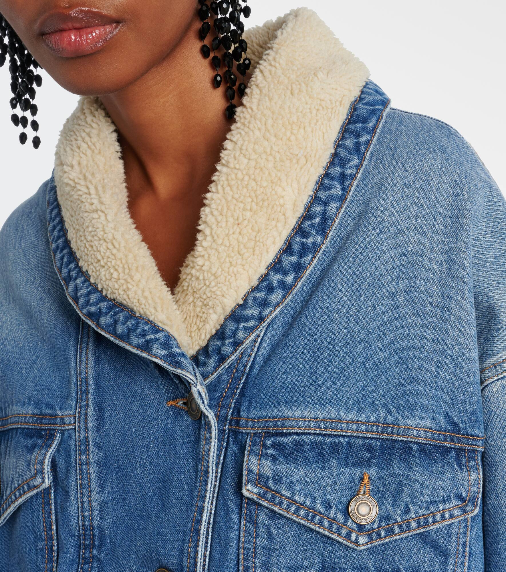 Pimia faux shearling-trimmed denim jacket - 4