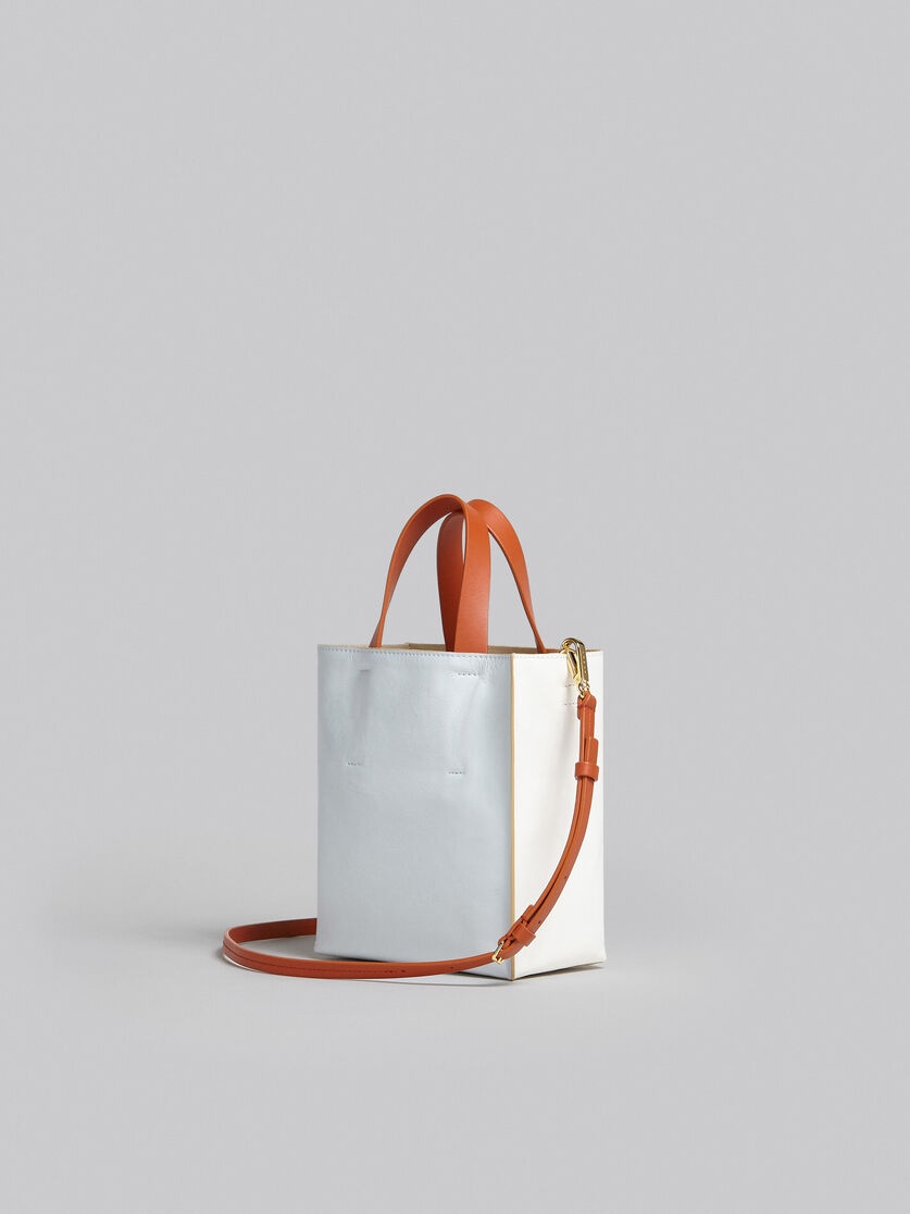 MUSEO SOFT MINI BAG IN WHITE LIGHT BLUE AND ORANGE LEATHER - 3