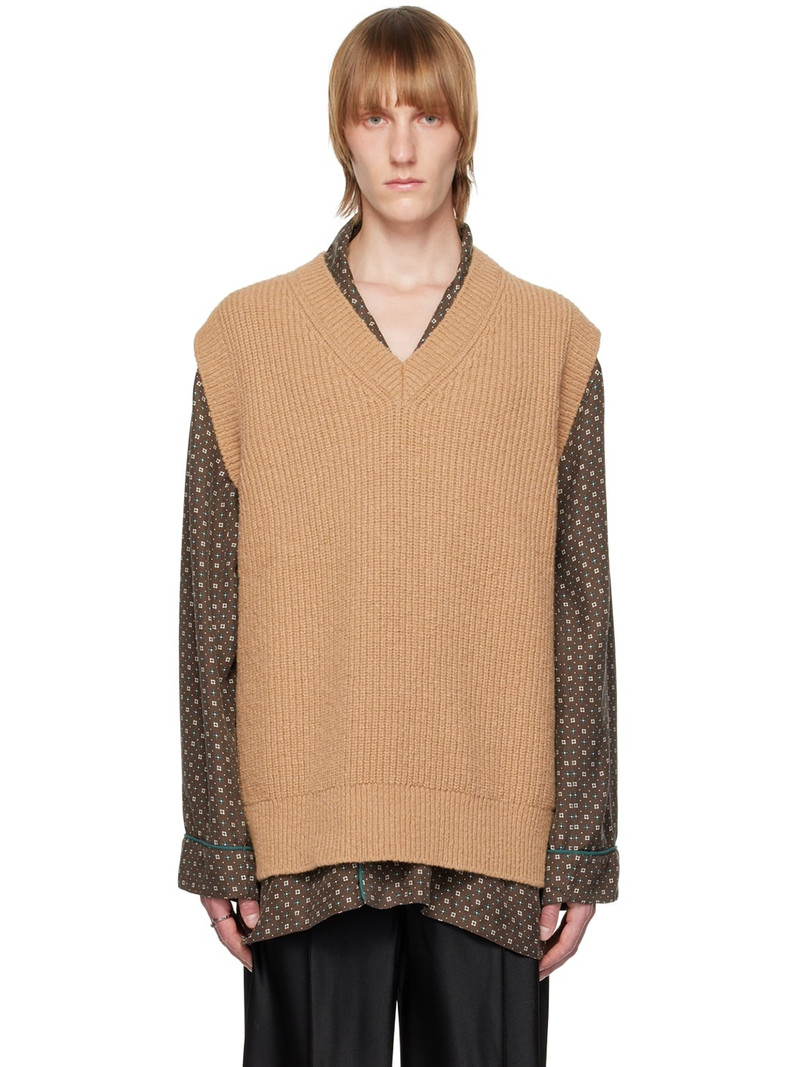 Tan V-Neck Vest 1