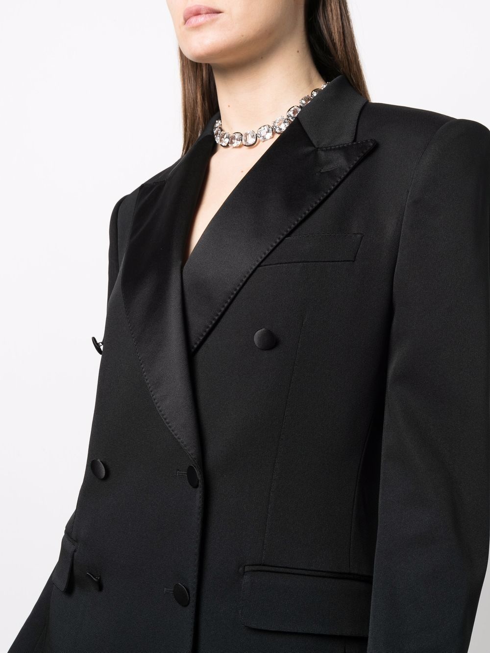 silk-lapels double-breasted blazer - 5