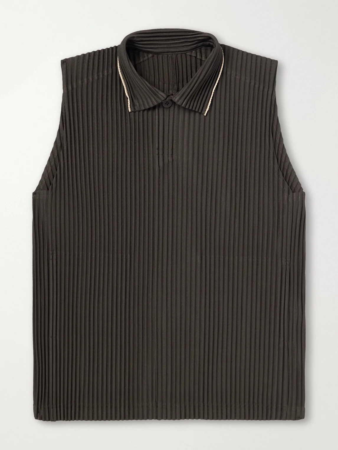 Embroidered Pleated Polo Shirt - 1