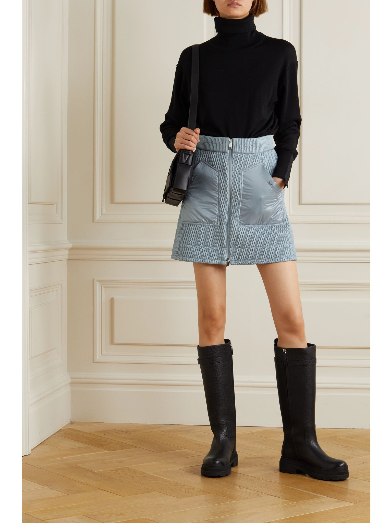 Quilted shell mini skirt Blue - 2