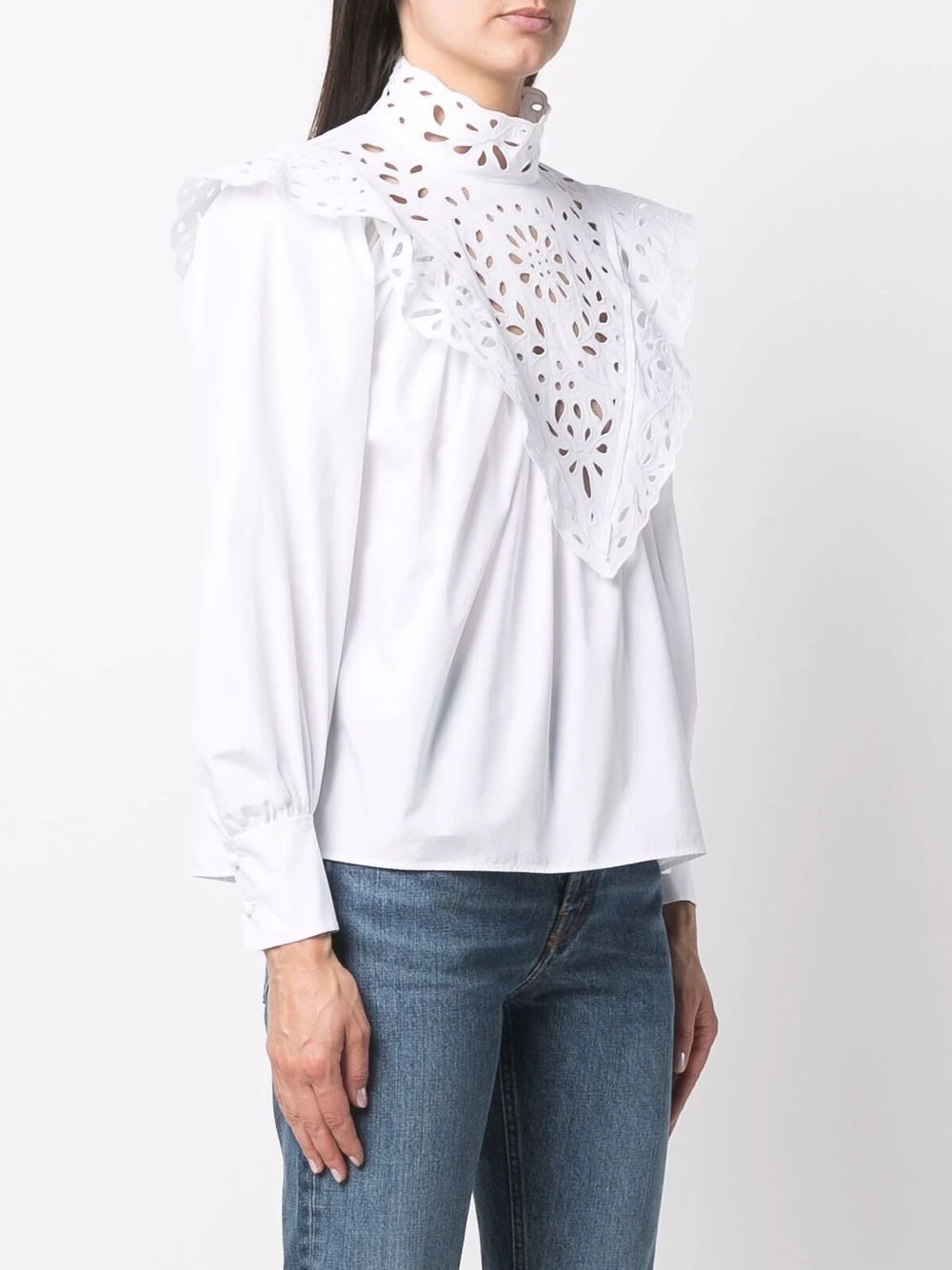 high-neck broderie anglaise blouse - 3