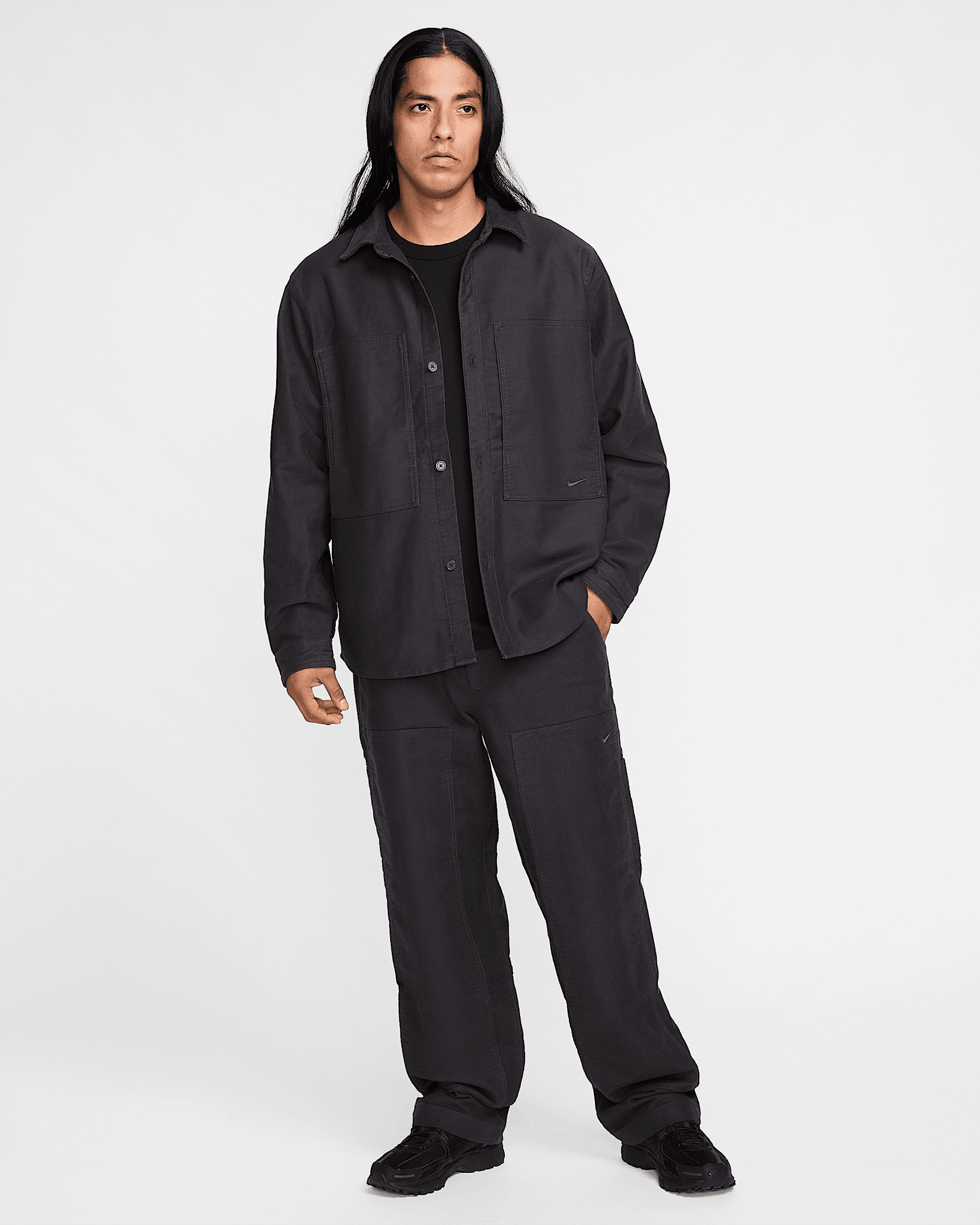 ★★Nike★★ Life Long Sleeve Shami Field Shirt M Anthracite Nike Nike Life Men's Long-Sleeve Chamois Field Shirt