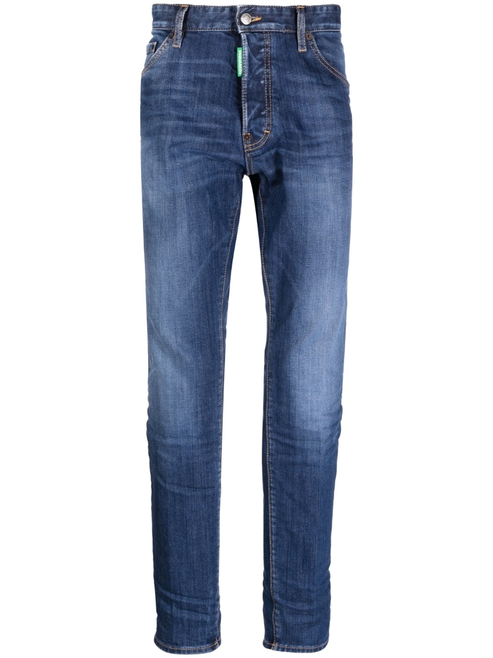 contrast-stitching stonewashed jeans - 1